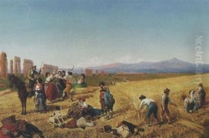 Festa Della Mietitura Nella Campagna Romana, 1877 by Filippo Indoni