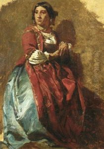 Junge Italienerin In Tracht (study) by Domenico Induno