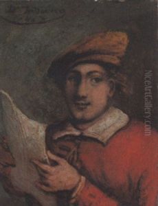 Portrat Eines Jungen Mannes In Rotem Gewand by Domenico Induno