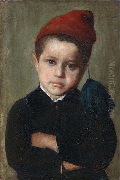 Portrait Of A Boy Wearing A Red Cap - view 1