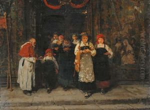 L'uscita Dalla Messa by Girolamo Induno
