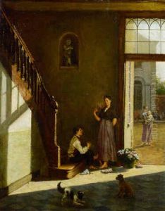 A Flower Seller At A Doorway A Flower Seller At A Doorway
