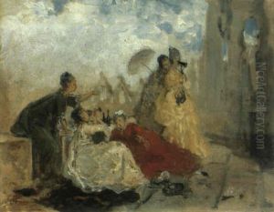 Pic-nic Tra Le Guglie Del Duomo Di Milano by Girolamo Induno
