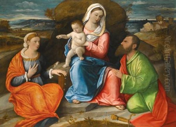 Madonna And Child With A Goldfinch, With Saints Catherine And Paul, Before An Extensive Landscape - view 1