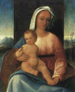 Madonna Col Bambino In Un Paesaggio by Pietro degli Ingannati