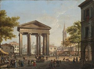Veduta Di Porta Ticinese A Milano by Angelo Inganni