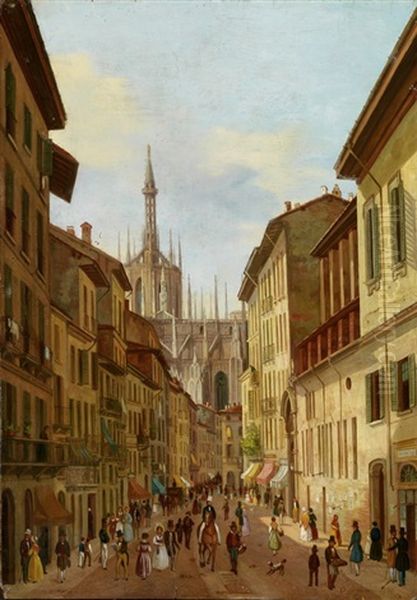 Veduta Di Una Via Presso Al Duomo Di Milano - view 1