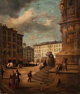 Veduta Di Piazza Del Duomo Dall'angolo Di Palazzo Reale by Angelo Inganni