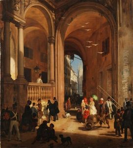 Veduta Della Piazza Dei Mercanti (il Passaggio Dalla Piazza Dei Mercanti Alla Pescheria Vecchia)