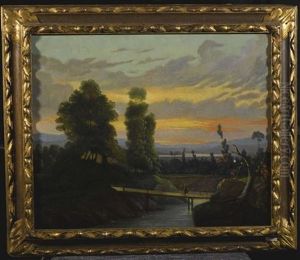 Flusslandschaft Mit Brucke
