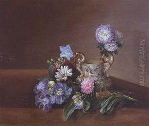 Stillleben Mit Sonnenblumen Und Porzellanvase by Lucie Marie Ingeman
