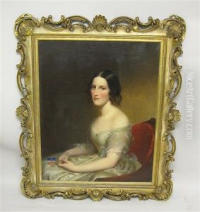 Portrait Of Elisabeth Kip Storrs, Half-length, Wearing A White Lace Trimmed Dress by Charles Cromwell Ingham