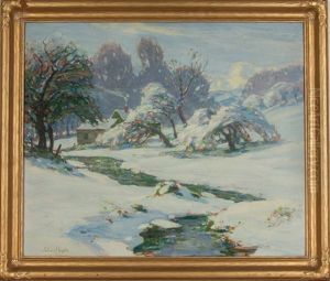 Winter Landscape With Stream by John J. Inglis