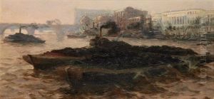 The Thames At Sunset by William Ayerst Ingram