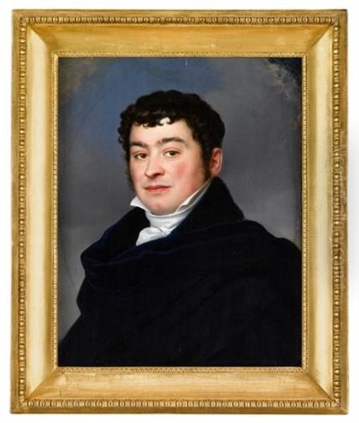 Portrait Of A Gentleman Wearing A Blue Jacket With White Cravat - view 1