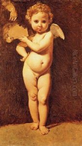 An Angel Holding A Cartouche by Jean Auguste Dominique Ingres