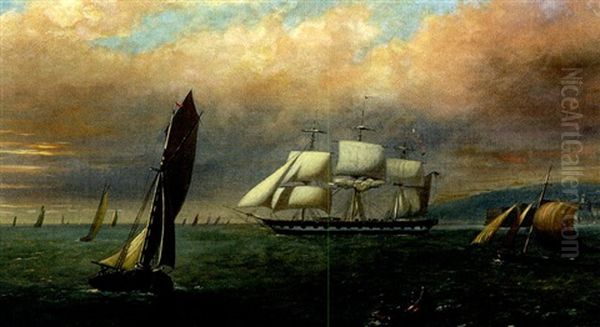 American Frigate In A Harbor - view 1