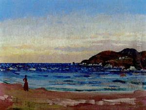 A Bay With A Figure On The Shore by James Dickson Innes