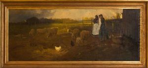 Farmyard With Man And Woman by George Inness Jnr.