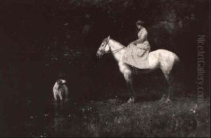 Woman On Horseback With Dog Woman On Horseback With Dog