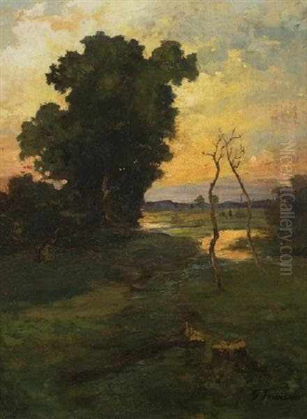Landscape With Trees And Afterglow - view 1