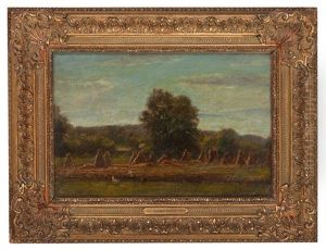 Field Scene With Haystacks by George Inness