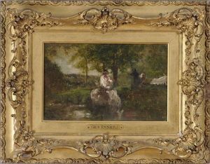 Fording A Stream On Horseback by George Inness