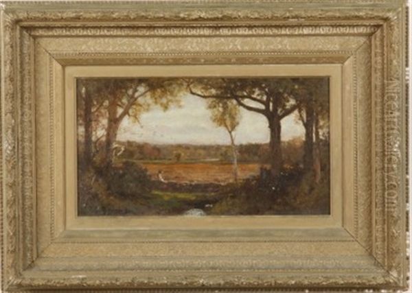 Landscape With Figure Sitting On Stone Wall - view 1
