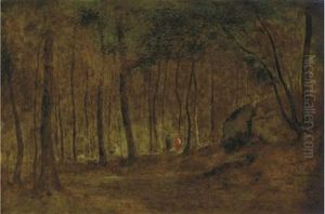 Figures In A Forest Interior by George Inness