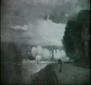 River Landscape With Lady On A Road by George Inness