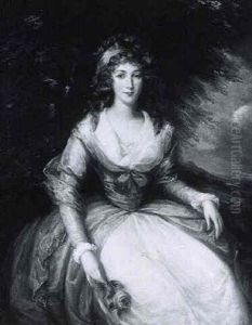 Portrait Of A Lady (gertrude Banks?) Before A Landscape