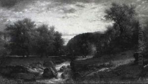 Hunter And Dog In Landscape