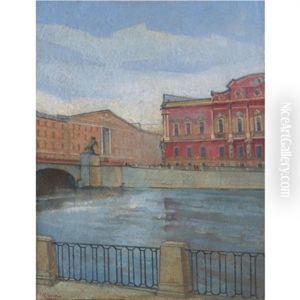 View Onto Nevsky Prospect From The Fontanka by Nikolai Alexandrovich Ionin