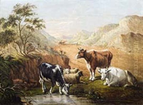 Cattle, Sheep, Ox-wagon At Kariega River - view 1