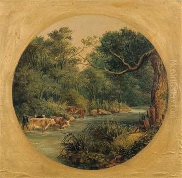 Cattle And Herders On The Riverbank - view 1