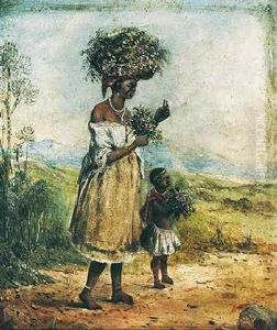 A Native Woman And Child With Flowers A Native Woman And Child With Flowers
