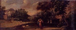 Paisaje Con El Buen Pastor Y Monjes Trinitarios by Ignacio de Iriarte