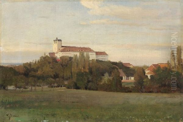 Baumbestandene Landschaft Mit Kloster - view 1