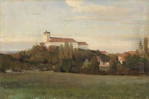 Baumbestandene Landschaft Mit Kloster by Carl Irmer