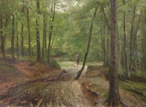 Reisigsammlerin Auf Einem Waldweg by Carl Irmer