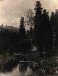 Waldlandschaft Mit Einem Kohlenmeiler Waldlandschaft Mit Einem Kohlenmeiler