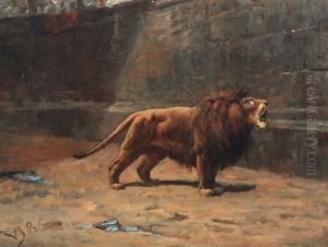 A Roaring Lion In Colosseum by Valdemar Irminger