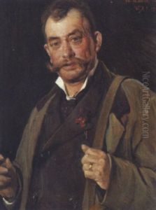 Kunstnerportraet Forestillende Landskabsmaleren Thorvald Niss Kunstnerportraet Forestillende Landskabsmaleren Thorvald Niss