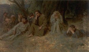 Parti Fra Oliebjerget Med Jesus Og Disciplene