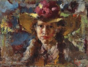Portrait Of A Young Lady With A Hat by Irolli Vincenzo