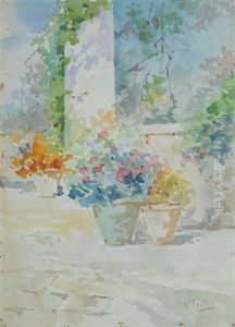 Terrazza Con Vasi Di Fiori