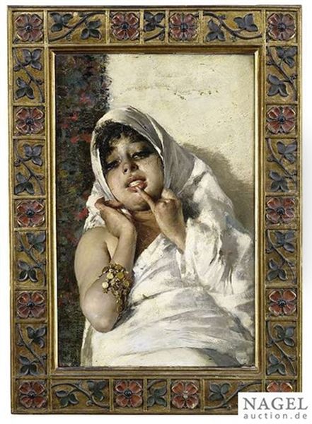Oriental Girl In Front Of A Wall - view 1