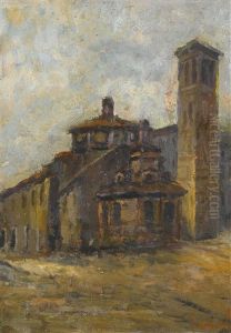 Zwei Italienische Kirchenplatzansichten (2 Works, 1 Oil On Wood) Zwei Italienische Kirchenplatzansichten (2 Works, 1 Oil On Wood)