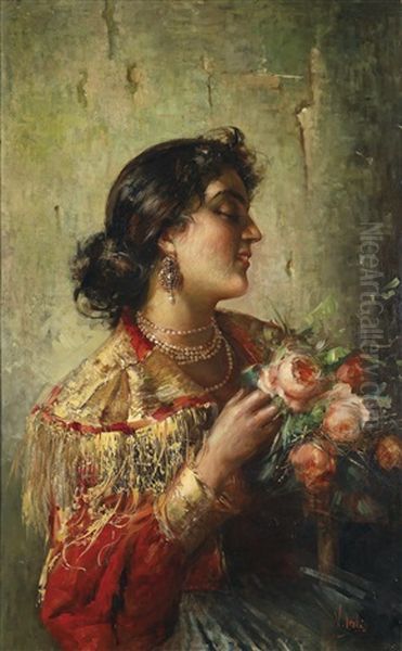 Dame Mit Rosenbouquet - view 1