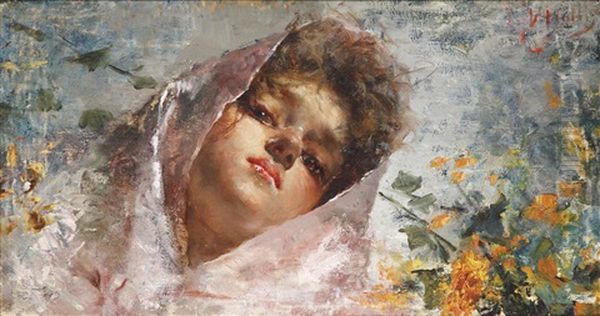 Portrat Einer Jungen Frau Mit Rosa Schal - view 1